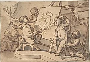 Allegory of Painting with Putti by Anonymous, French, 18th century