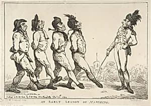 An Early Lesson of Marching by Thomas Rowlandson|S. W. Fores|George Murgatroyd Woodward