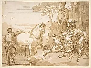 An Oriental Chieftain Resting by Giovanni Domenico Tiepolo