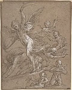 Angels and Putti by Anonymous, Italian, Roman-Bolognese, 17th century