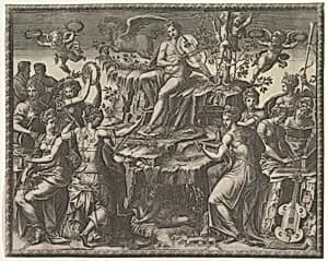 Apollo and the Muses by Giorgio Ghisi|Luca Penni