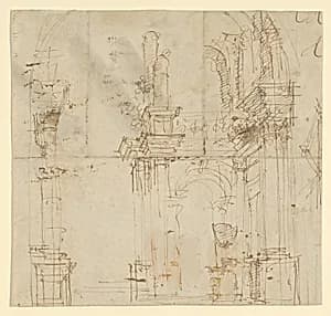 Architectural drawing of arches by Anonymous, Italian