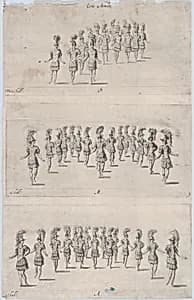 Armed heroes performing ballets by Anonymous, Italian, 17th century