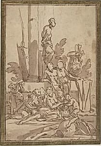 Bacchanalian Group with Children Drinking