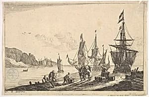Bay with Sailing Vessels by Reinier Nooms, called Zeeman