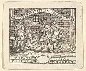 Benefit Ticket for Walker by John Gay|Joseph Sympson, Jr.|William Hogarth