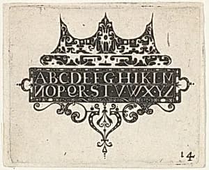 Blackwork Print with the Alphabet by Claes Jansz. Visscher
