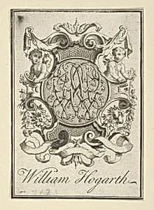 Bookplate inscribed "William Hogarth" by Unknown Artist