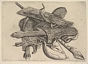 Bows, quivers and a spear by Wenceslaus Hollar