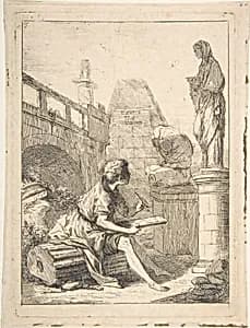 Boy Sketching Ruins by Charles Hutin