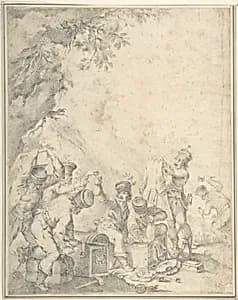 Brigands: Design for an Engraving by Giovanni Larciani ("Master of the Kress Landscapes")