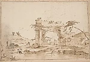 Capriccio with Roman Ruins by Francesco Guardi