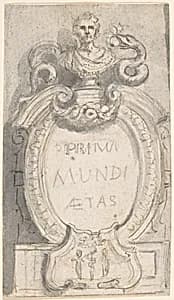 Cartouche Surmounted by a Bust by Giovanni Larciani ("Master of the Kress Landscapes")