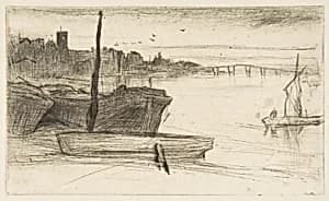 Chelsea Bridge and Church by James McNeill Whistler