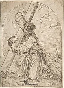 Christ Kneeling, Carrying the Cross by Anonymous, Spanish, 16th century