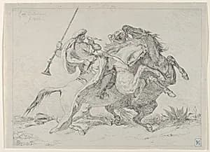 Collision of Moorish Horsemen by Célestin Nanteuil|Eugène Delacroix