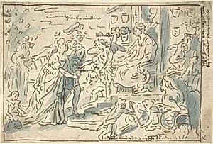 Compositional Sketch for The Request for Admission into the Union, a Painting in the Town Hall of 's-Hertogenbosch. The Province of Brabant requests the same status as the seven provinces of the Dutch Republic by Anonymous, Flemish, 17th century|Theodoor van Thulden