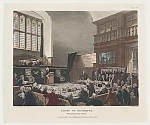 Court of Exchequer, Westminster Hall by Joseph Constantine Stadler|Auguste Charles Pugin|Rudolph Ackermann, London|Thomas Rowlandson
