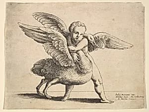 Cupid and the swan by Giulio Romano|Wenceslaus Hollar