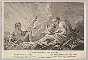 Cupid Instructed by Mercury by Pierre François Basan|François Boucher