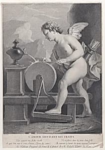 Cupid Sharpening His Arrows by Pierre Charles Lévesque|Pierre Jacques Cazes