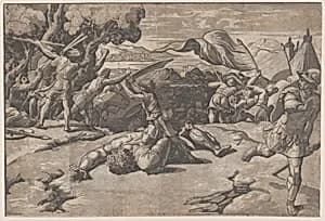 David and Goliath by Marcantonio Raimondi|Ugo da Carpi|Raphael (Raffaello Sanzio or Santi)