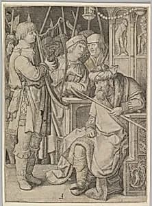 David Playing the Harp Before Saul by Lucas van Leyden