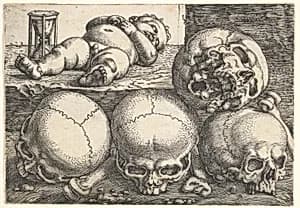 Dead Child with Four Skulls by Barthel Beham