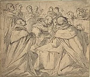 Deathbed Scene with Monks by Anonymous, Italian, 16th to 17th century