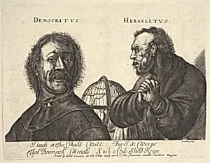 Democritus and Heraclitus by Wenceslaus Hollar|John Overton|Rembrandt (Rembrandt van Rijn)|Richard Gaywood|Jan Georg (Joris) van Vliet