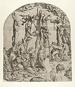 Descent from the Cross by Anonymous, French, School of Fontainebleau, 16th century|Master IQV