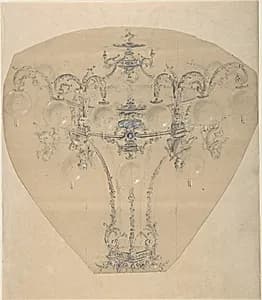 Design for a Gas Chandelier by Anonymous, French, 19th century