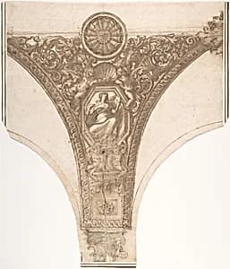 Design for an Ornamental Spandrel by Anonymous, Italian, Roman-Bolognese, 17th century