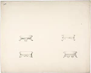 Design for Four Footstools by Anonymous, British, 19th century