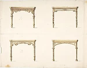 Design for Four Table Ends by Anonymous, British, 19th century