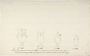 Design for Four Vases by Anonymous, French, 18th century
