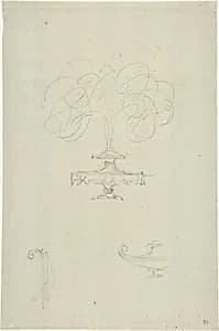 Design for Plumed Oil Lamp