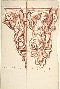 Design for sculpted angeli by Anonymous, Italian, Piedmontese, 18th century