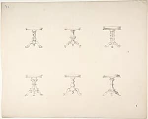 Design for Six Tripod Tables by Anonymous, British, 19th century