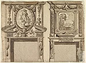 Design for Two Chimneypieces by Anonymous, British, 17th century|Jean Barbet