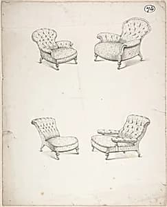 Designs for Four Upholstered Chairs by Charles Hindley and Sons