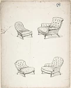 Designs for Four Upholstered Chairs by Charles Hindley and Sons