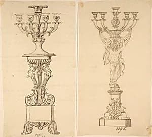 Designs for Two Candelabras by Anonymous, French, 19th century