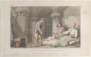 Domestic Arrangements in Prison by Rudolph Ackermann, London|William Clowes|Oliver Goldsmith|Thomas Rowlandson