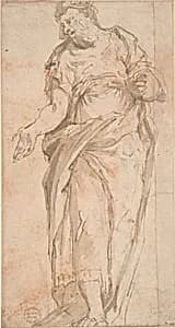 Draped Male Figure Gesturing by Anonymous, Italian, Roman, 16th century