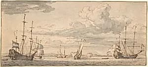 Dutch Ships in a Bay by Willem van de Velde II