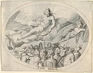Emblem Drawing ("I rule everything") by Jacob Matham|Karel van Mander I