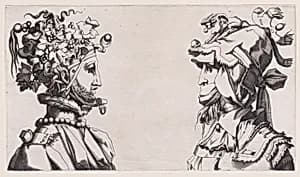 Fantastical Masked Masculine Heads by René Boyvin|Anonymous, French, 16th century|Rosso Fiorentino