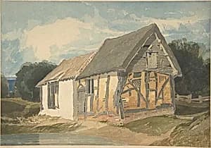 Farm Building by a Pond