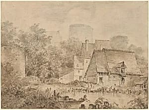 Farm Buildings beside a Waterway by Jean Honoré Fragonard